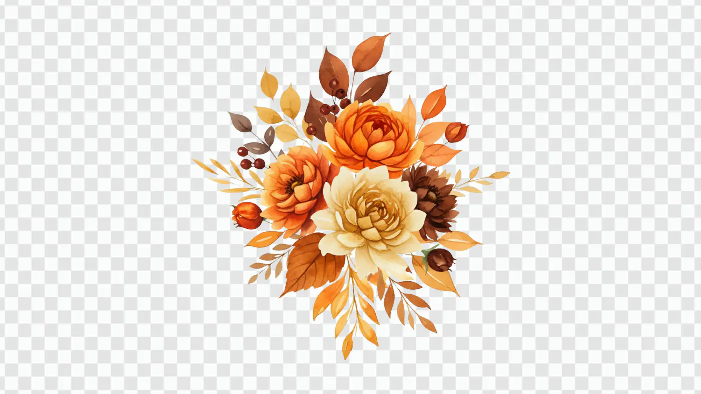 Warm Autumn Floral Arrangement PNG Clipart