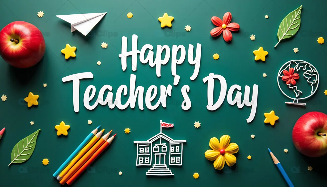 Happy Teacher's Day School Chalkboard Design