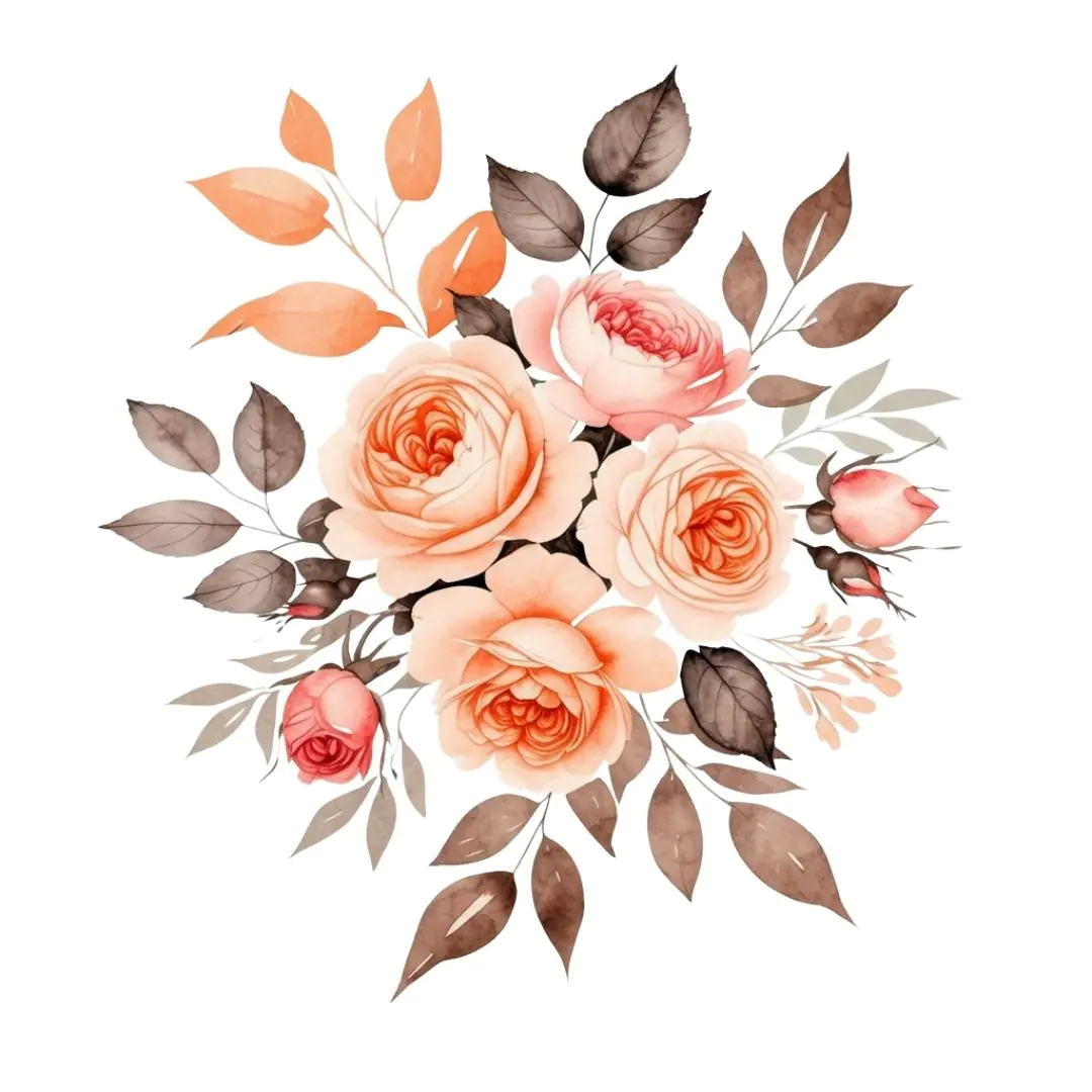 Delicate Peach Rose Floral Arrangement PNG Clipart