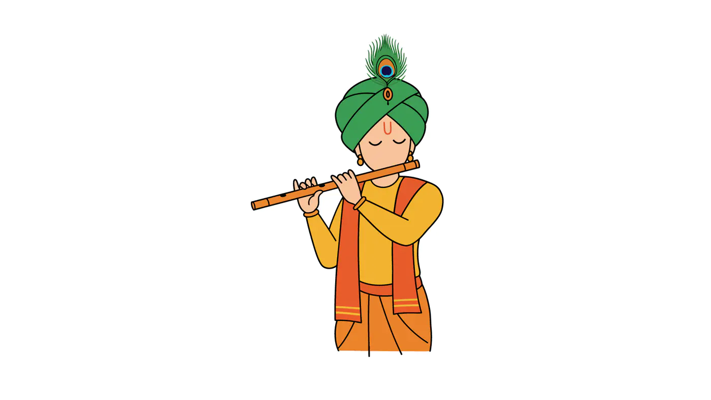 Krishna-inspired Flute Player Vector