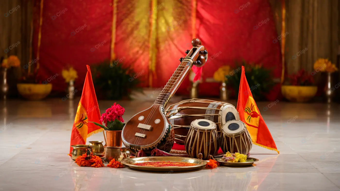 Traditional Indian Music Instruments Display