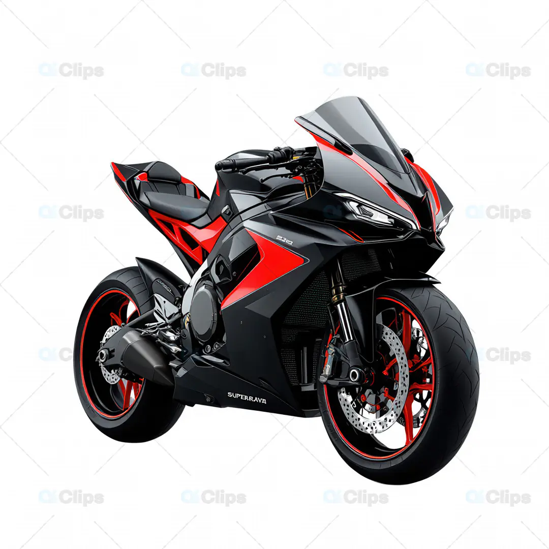 Red and Black High-Performance Sports Bike 3D Model