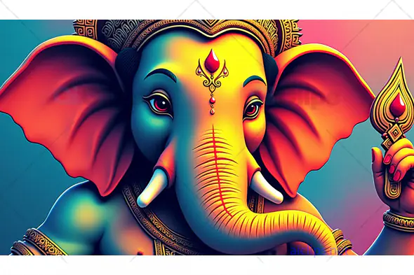 Colorful Artistic Illustration of Lord Ganesha
