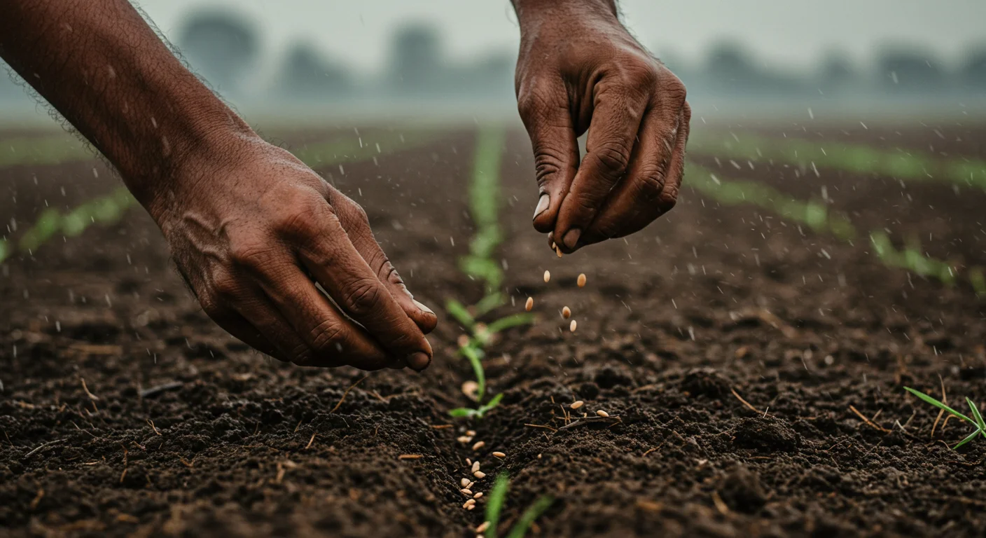 Indian Farmer Sowing Seeds by Hand in Rain | Rural Agriculture by AIClips