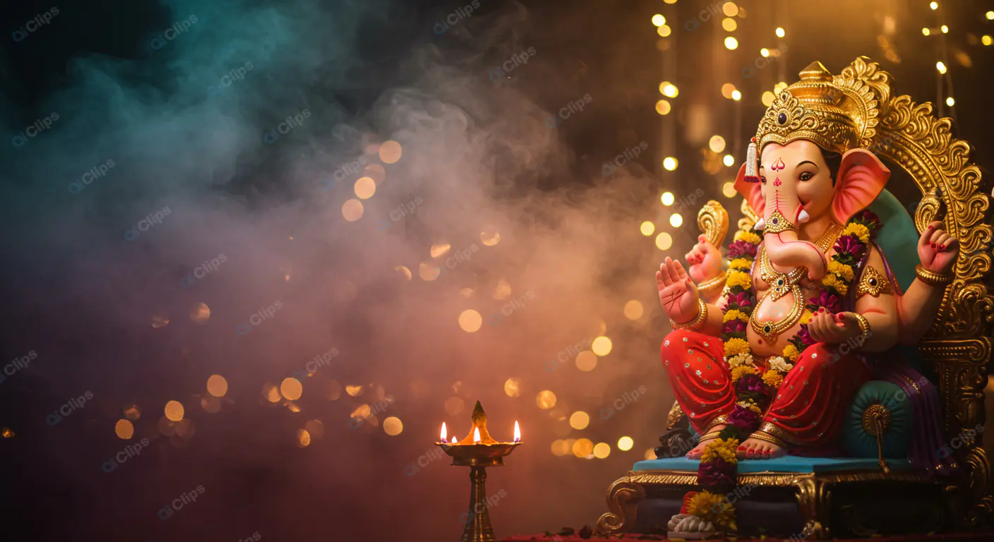 Ganesha Idol in Mystical Ambiance