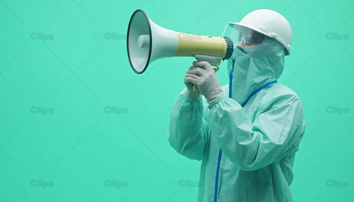 Healthcare Worker with Megaphone