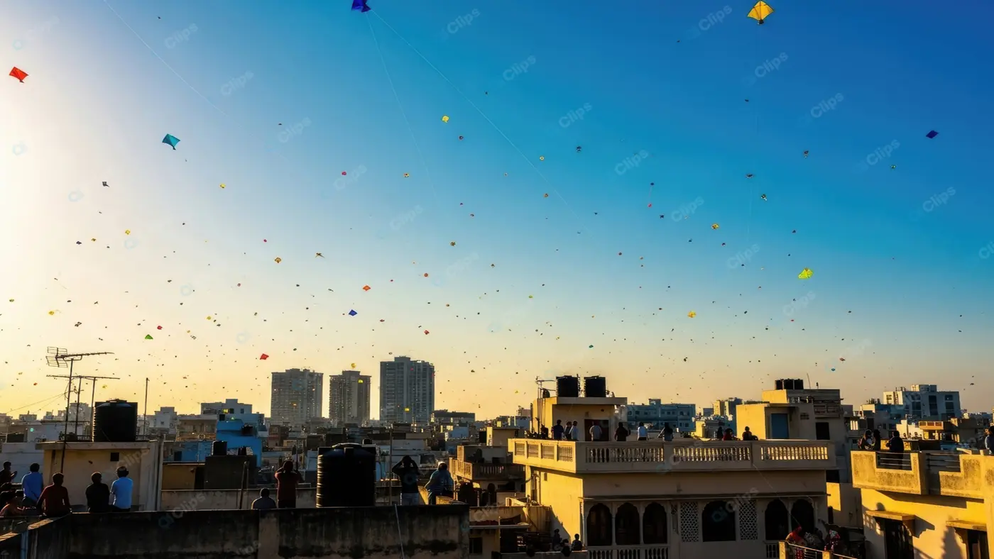 Vibrant City Kite Festival at Dusk