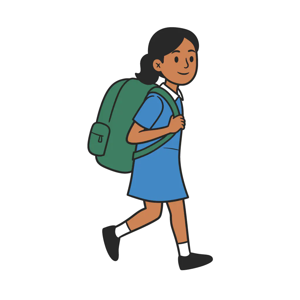 Schoolgirl Walking Vector