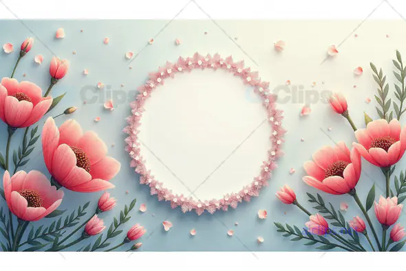 Pink Floral Frame with Petals