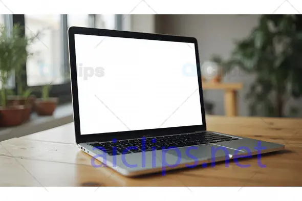 Blank Laptop Screen in Minimalist Workspace