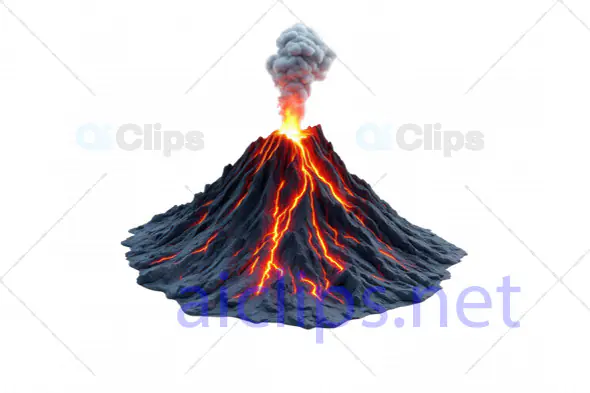 3D Volcanic Eruption with Lava and Smoke