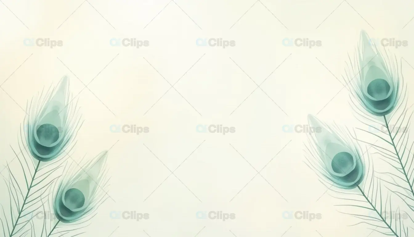 Minimalist Peacock Feathers on Light Background