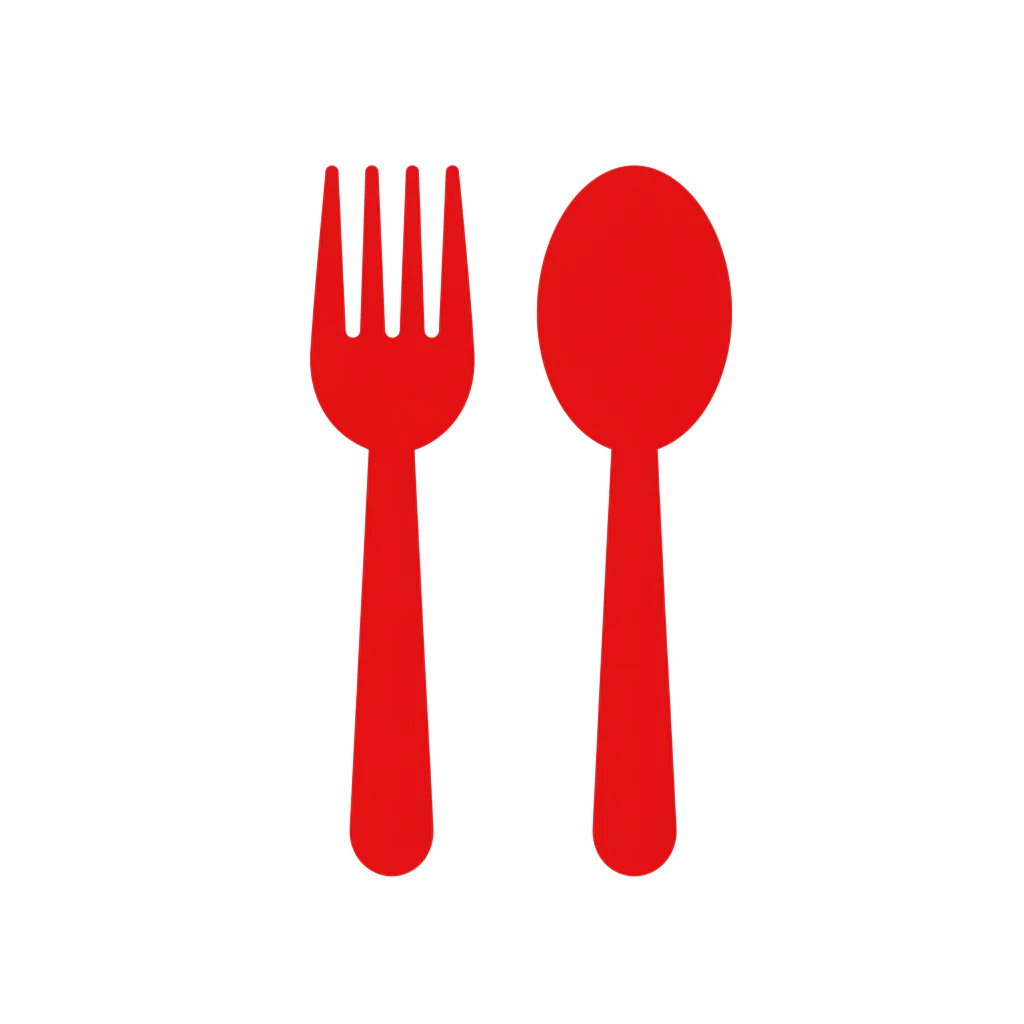 Vibrant Red Cutlery Icon Set