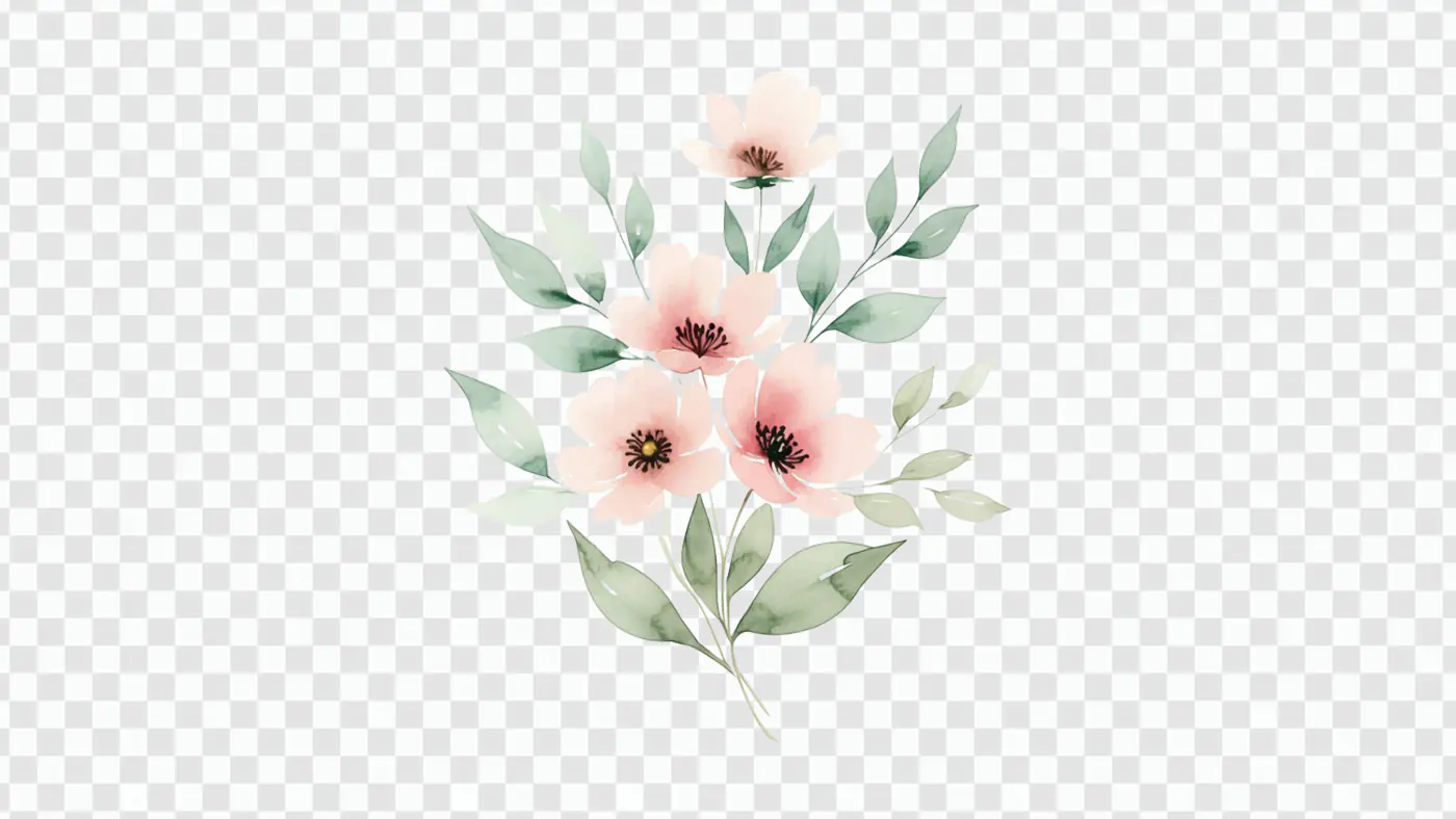 Delicate Watercolor Peach Blossoms Arrangement PNG Clipart