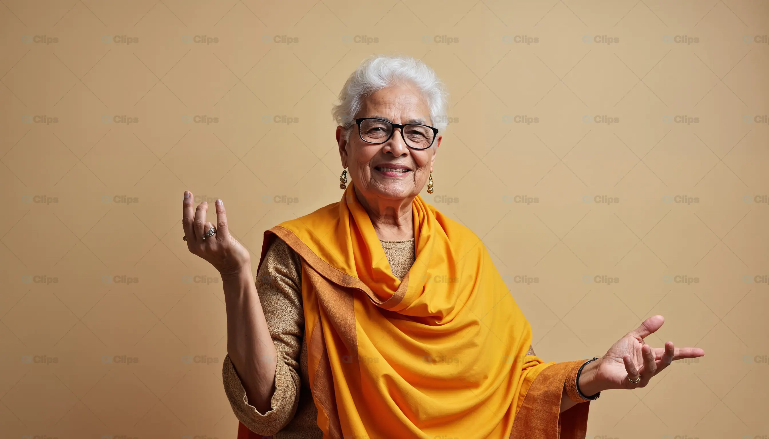 Senior Woman in Traditional Attire Smiling