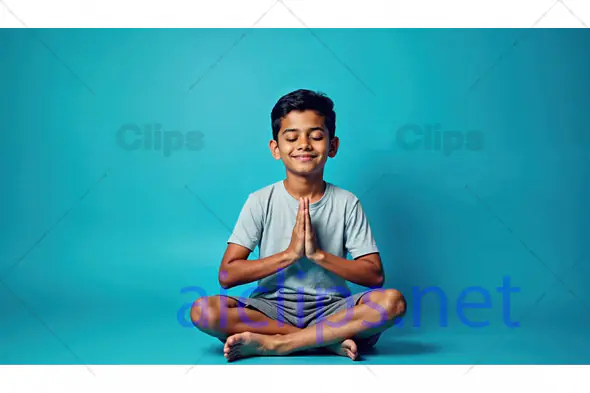 Meditating Young Boy