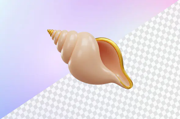 Realistic seashell with golden rim 3D model