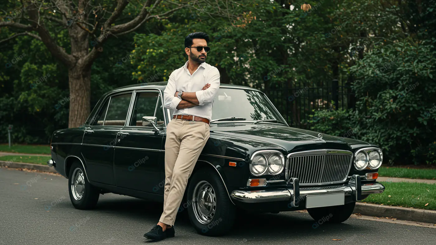 Vintage Elegance: Man and Classic Car