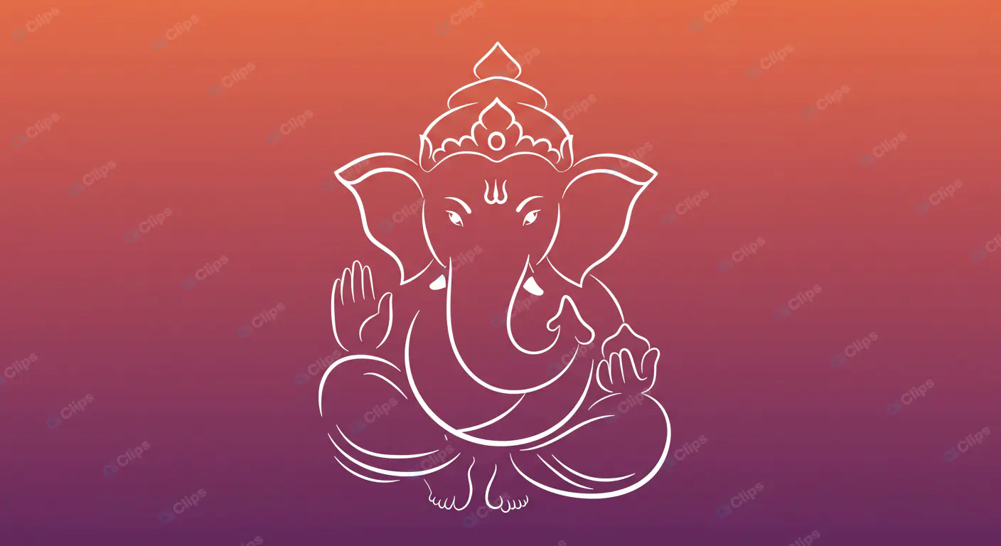 Graceful Ganesha Line Art on Gradient