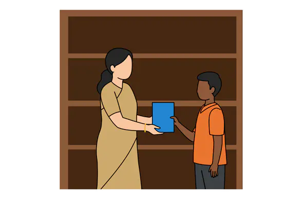 Librarian Assisting Young Reader Vector