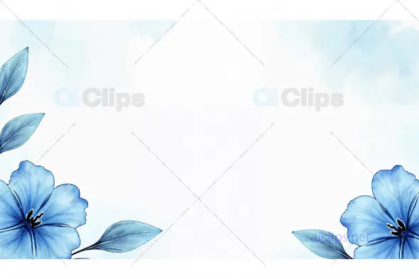Blue Floral Frame Watercolor Design