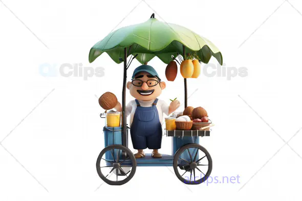 3D Indian Juice Vendor Avatar with Cart