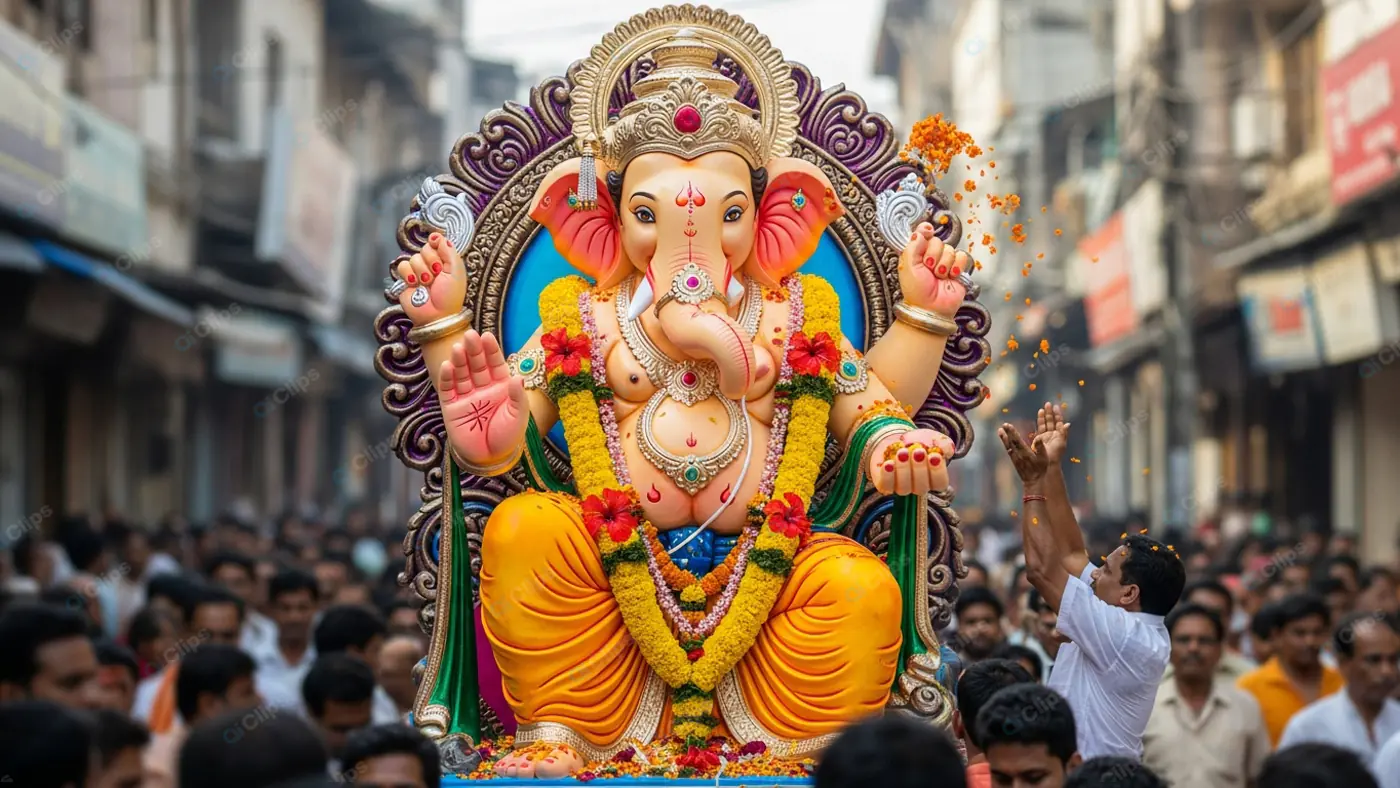 Ganesha Idol Paraded Through City Streets