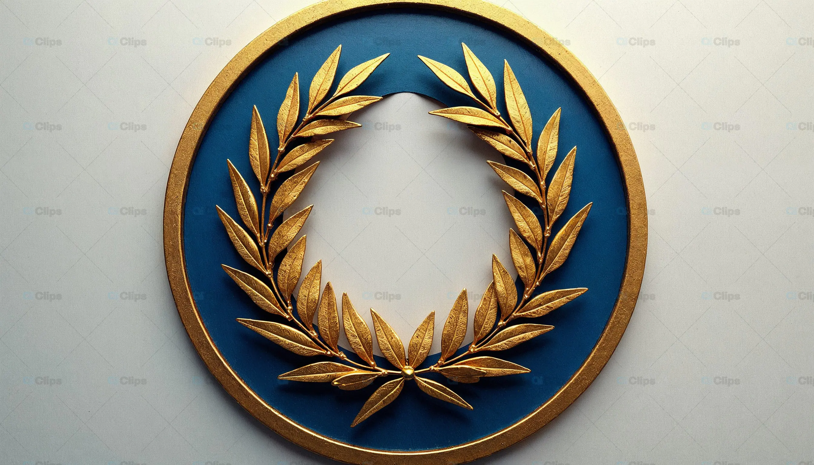 Golden Laurel Wreath on Blue Emblem