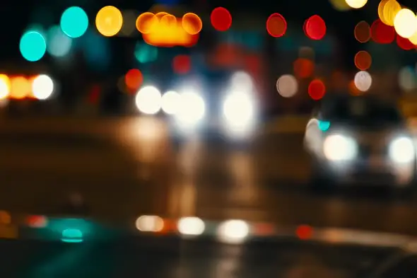 Vibrant Urban Night Lights Bokeh Effect Cityscape