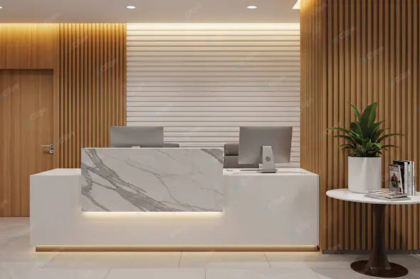 Sleek Marble Reception Counter