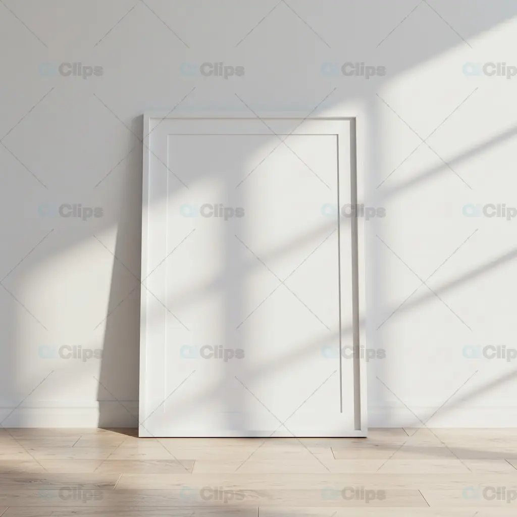 Minimalist White Frame Mockup with Natural Sunlight