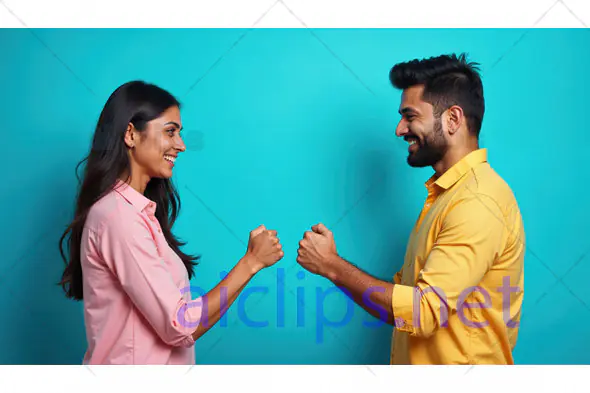 Couple Facing Each Other Fist Bump