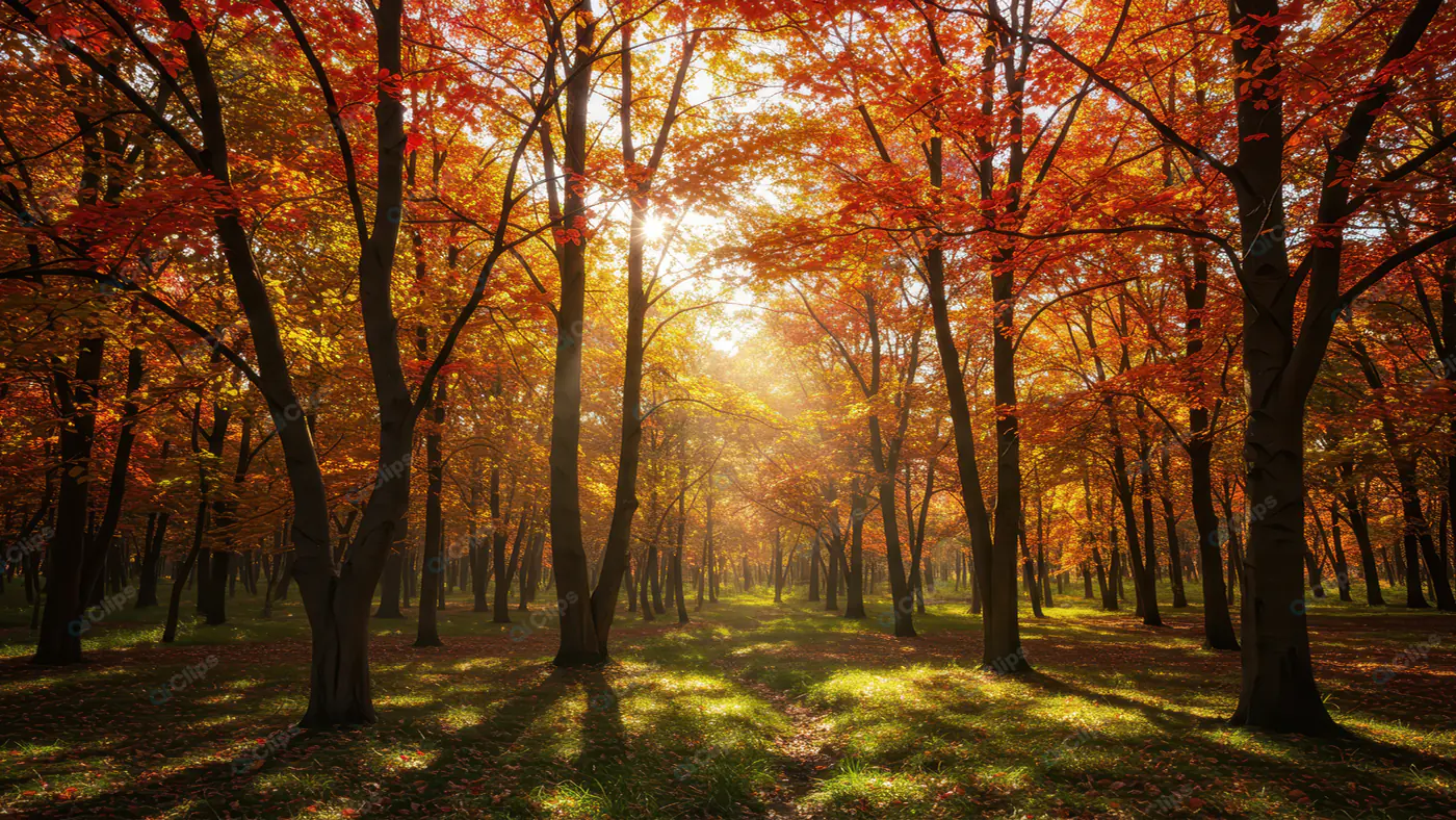Autumn Sunburst Forest