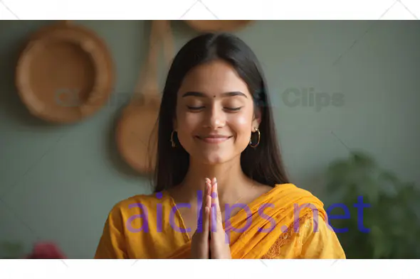 Woman Meditating with Peaceful Expression