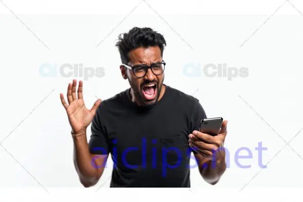 Angry Man Reacting to Smartphone