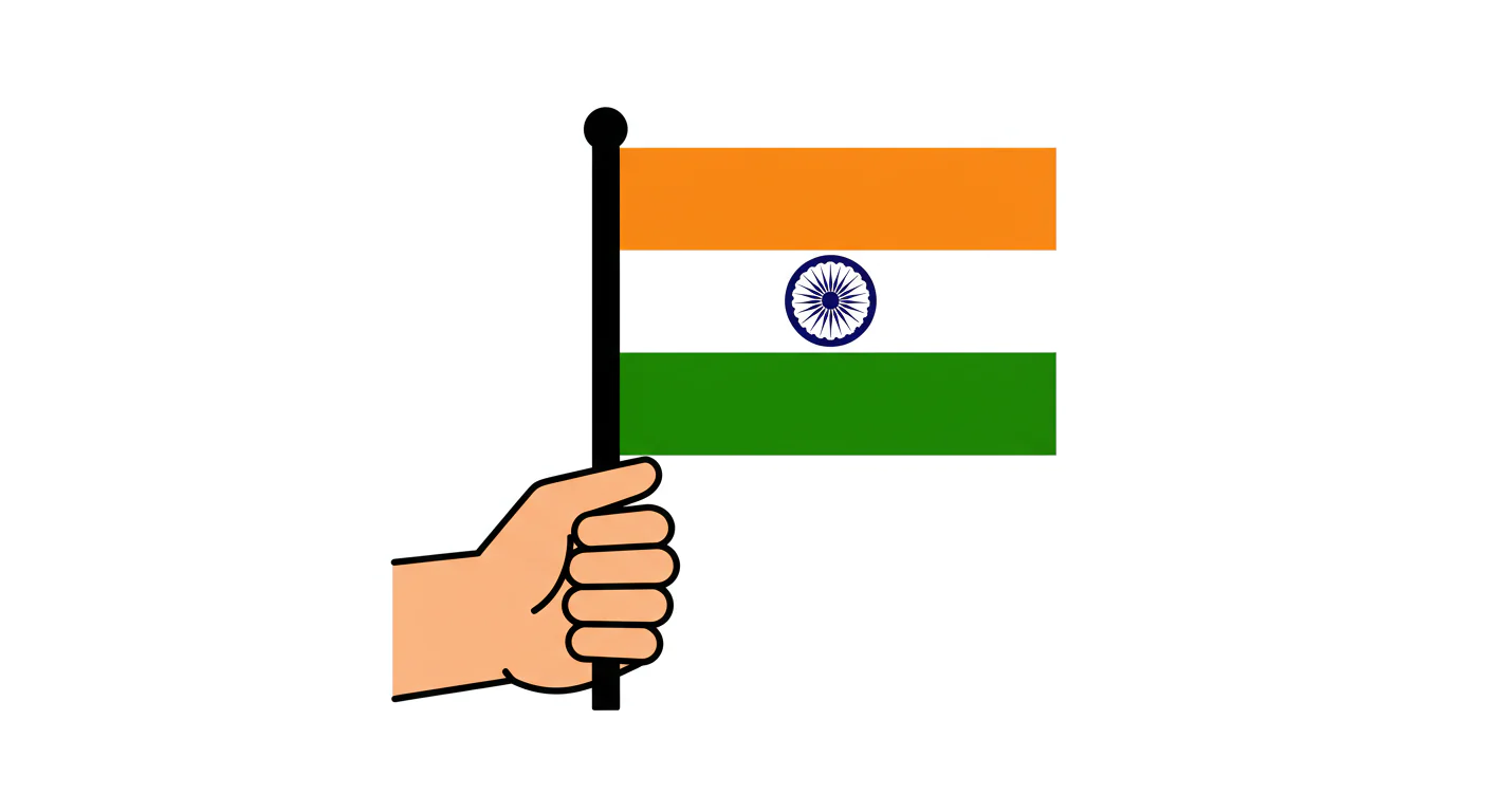 Hand Holding Indian Flag Vector