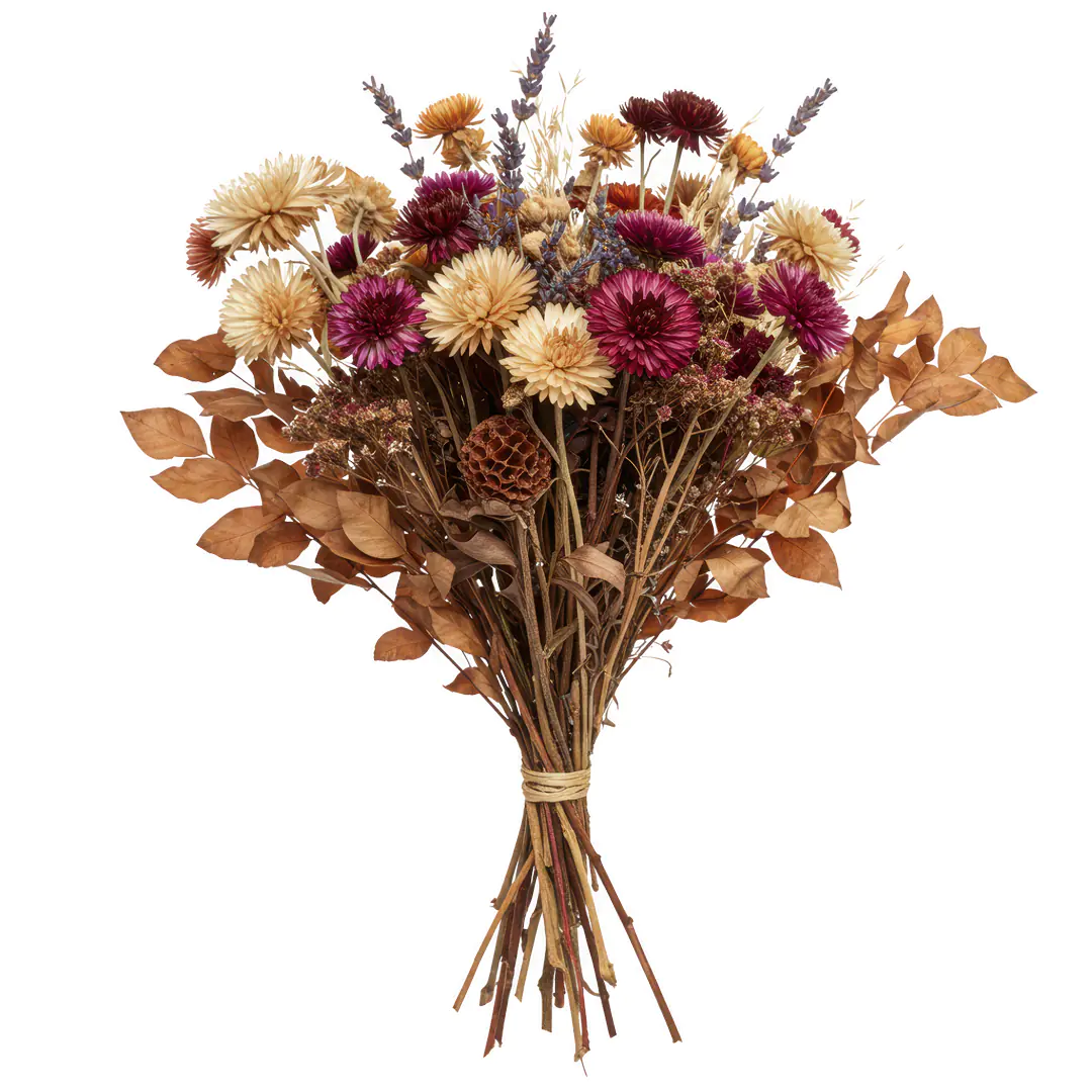 Autumn Dried Flower Bouquet Rustic Decor PNG