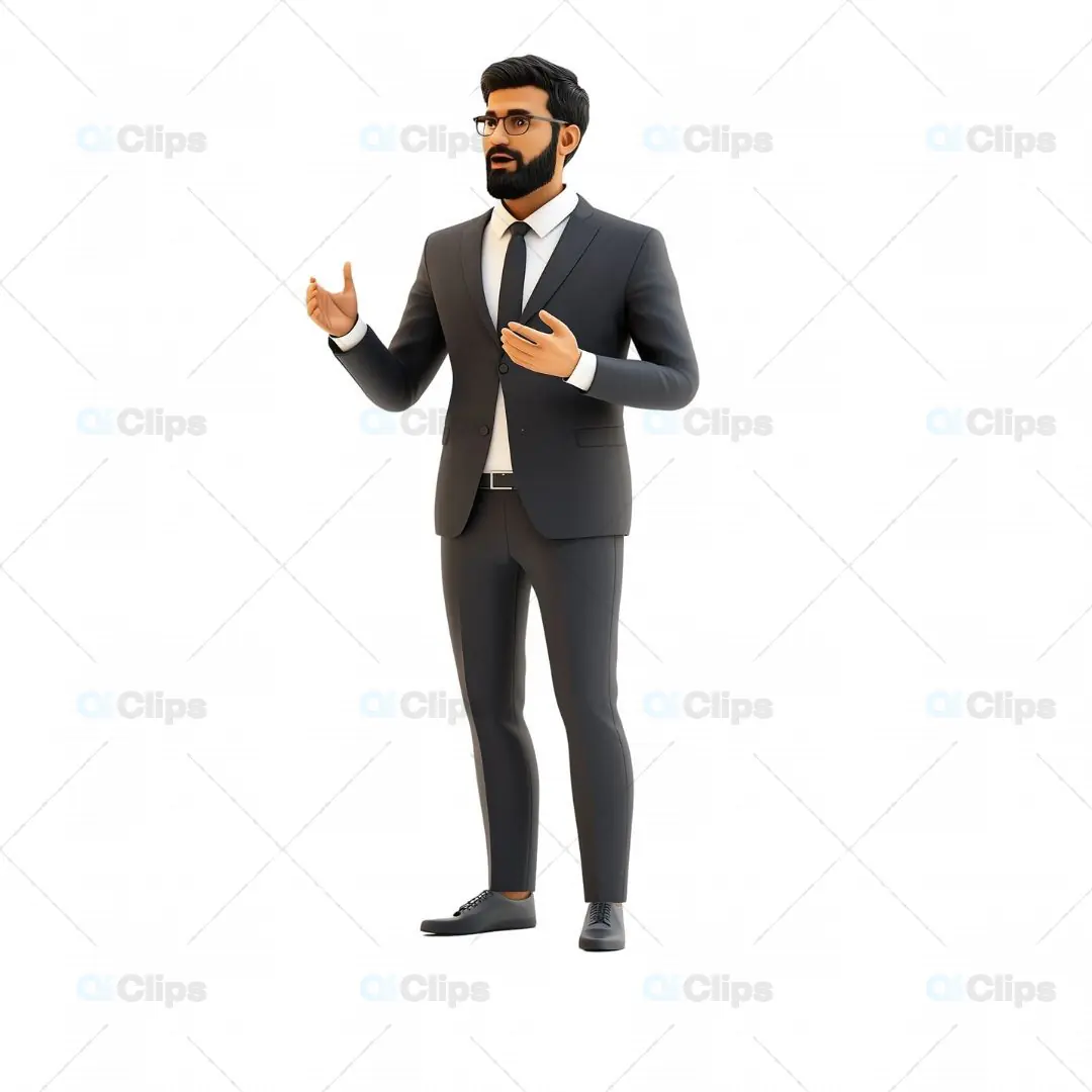 3D Indian Businessman Presenting Gesture