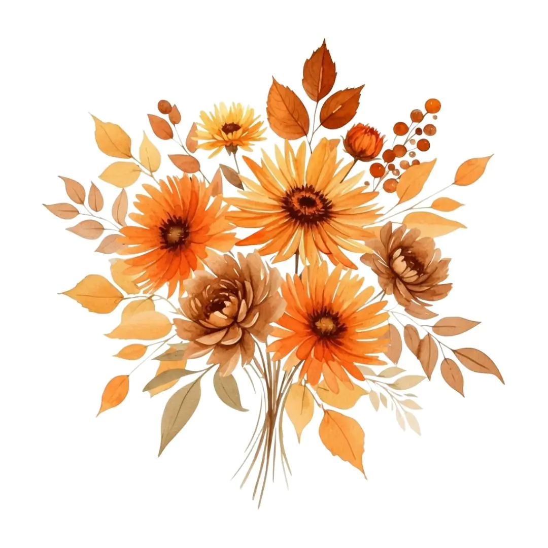 Autumn Sunflower Bouquet Watercolor PNG Clipart
