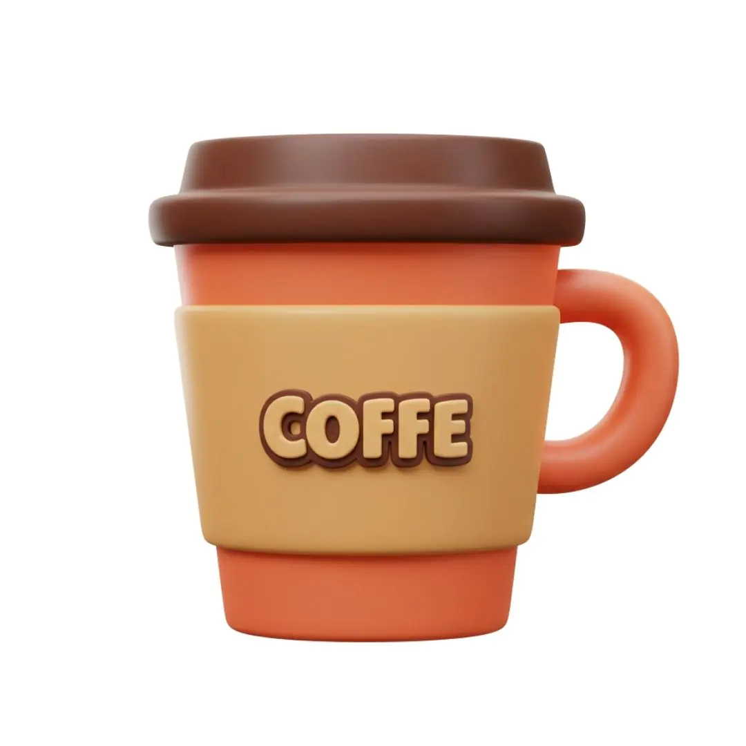 Stylized coffee cup with coffe text 3D model