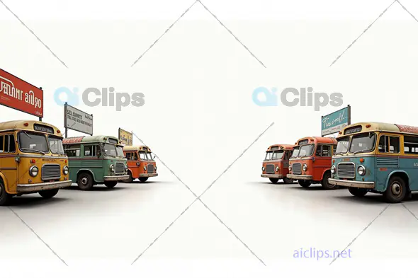 Vintage Indian Buses with Retro Signboards