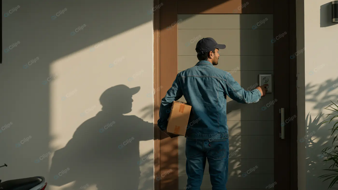 Delivery Courier Ringing Doorbell