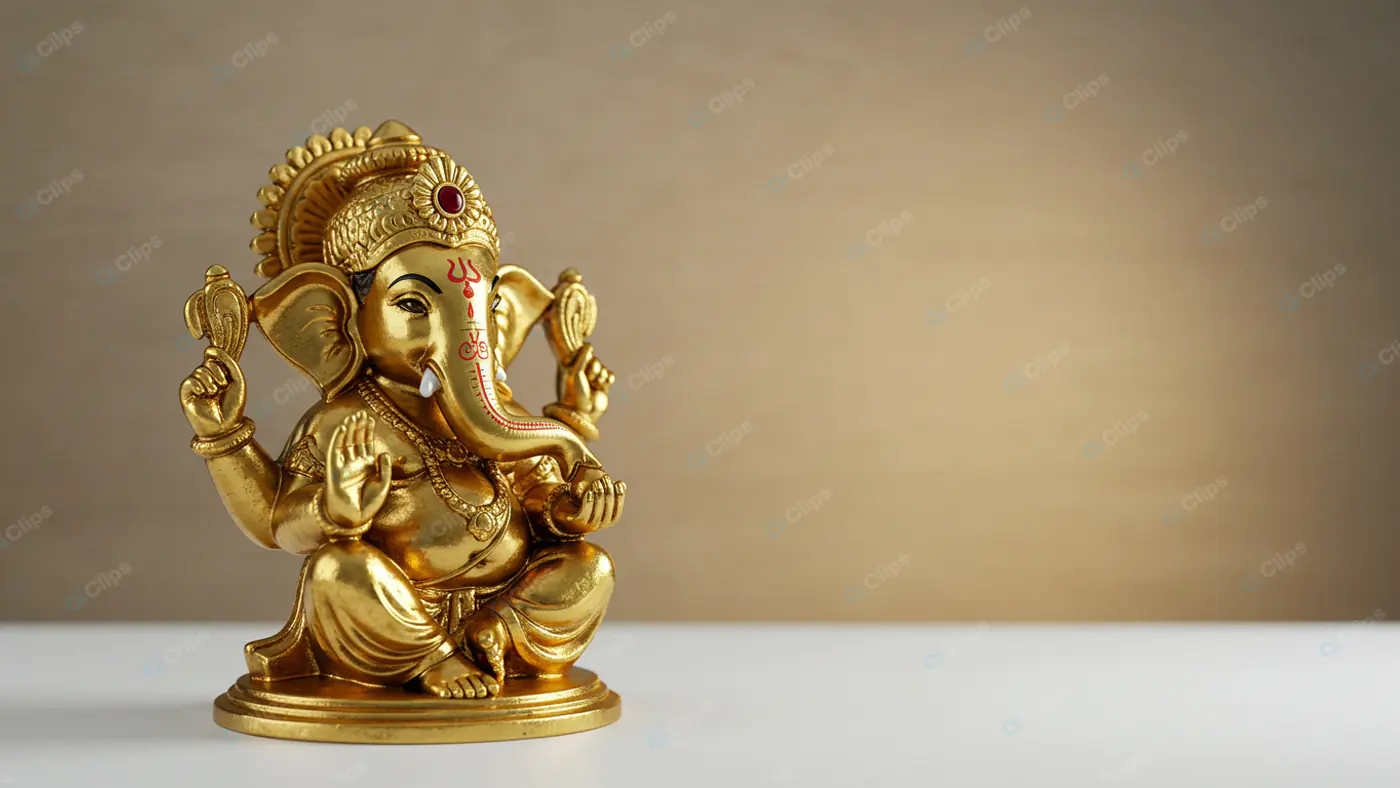 Ornate Golden Ganesha Statuette