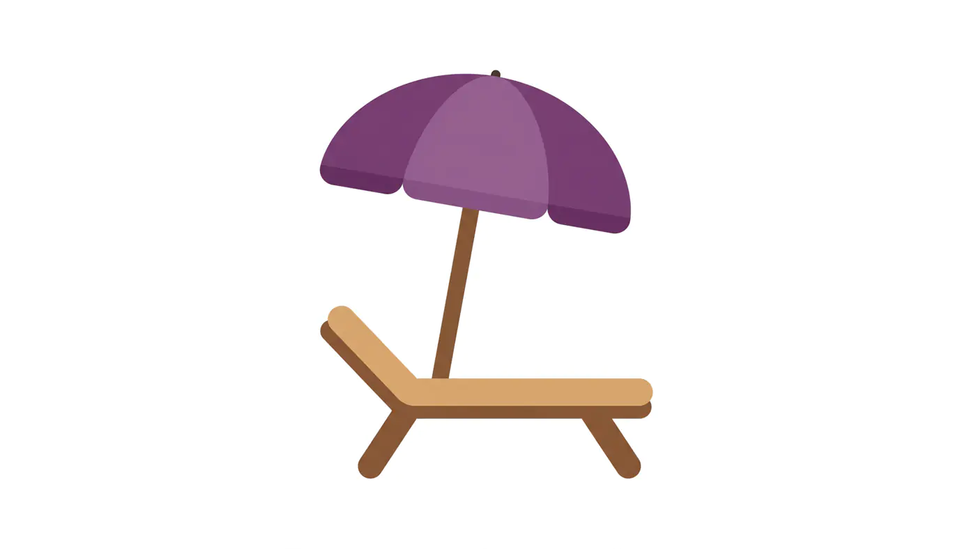 Beach Lounger with Purple Umbrella Icon