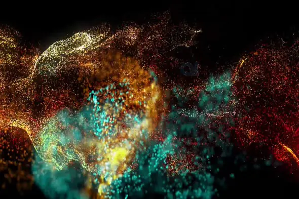 Colorful Particle Explosion with Abstract Energy Waves
