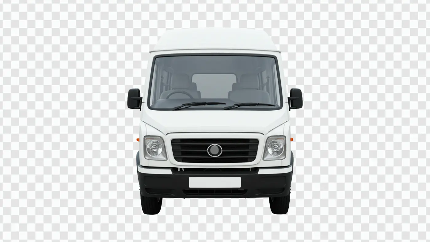 White Delivery Van Front View Commercial PNG