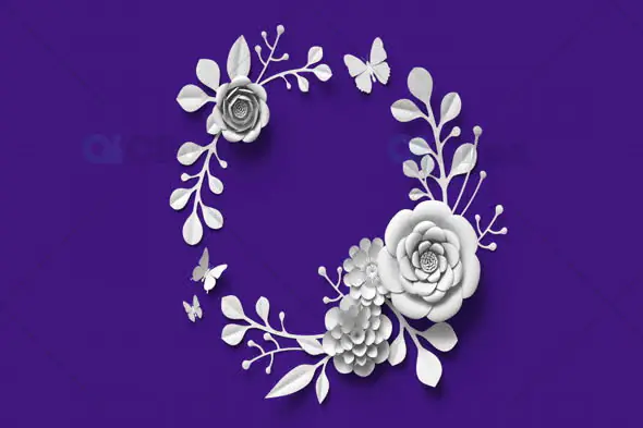 Floral Wreath Design with 3D Paper Effect