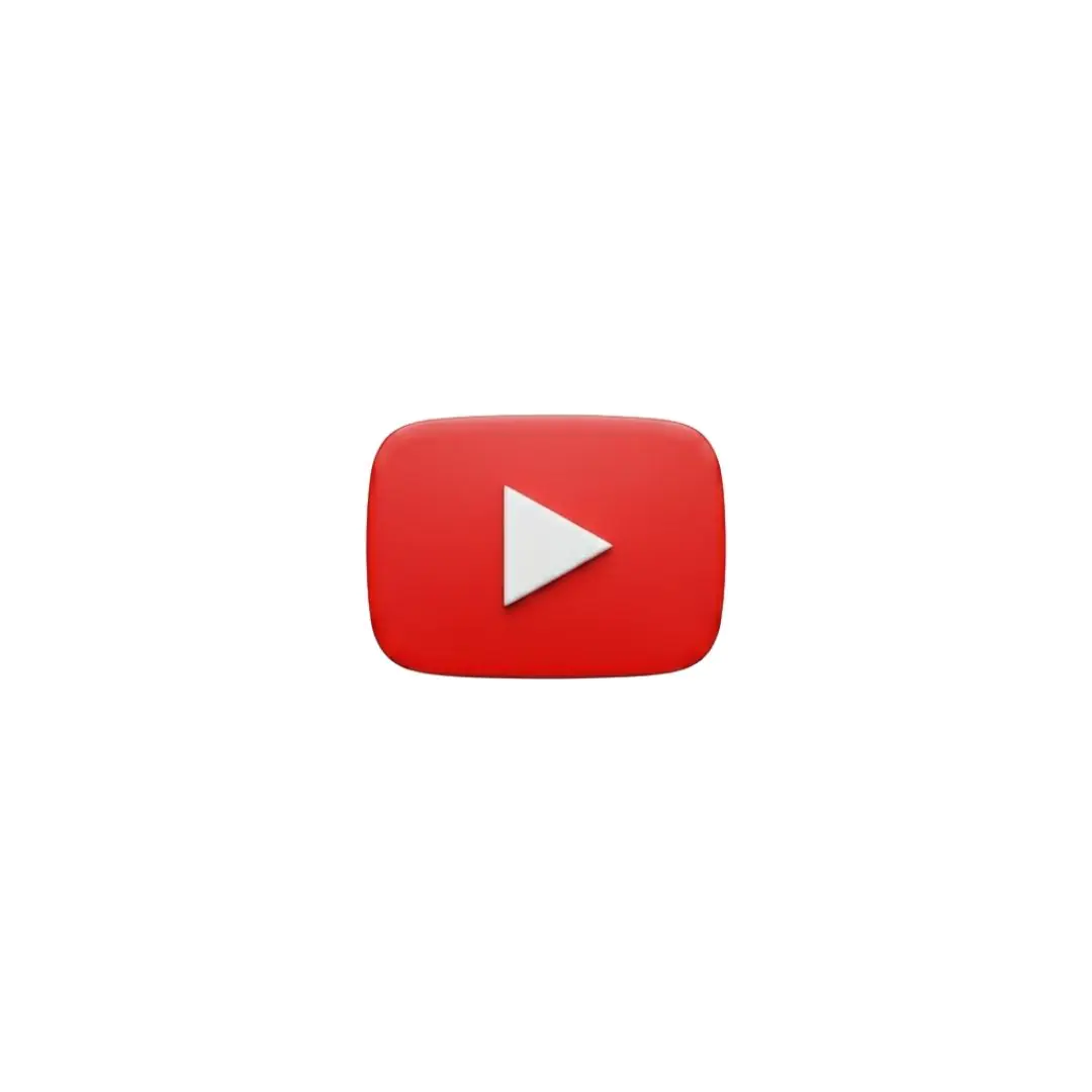 Red YouTube play button icon 3D model