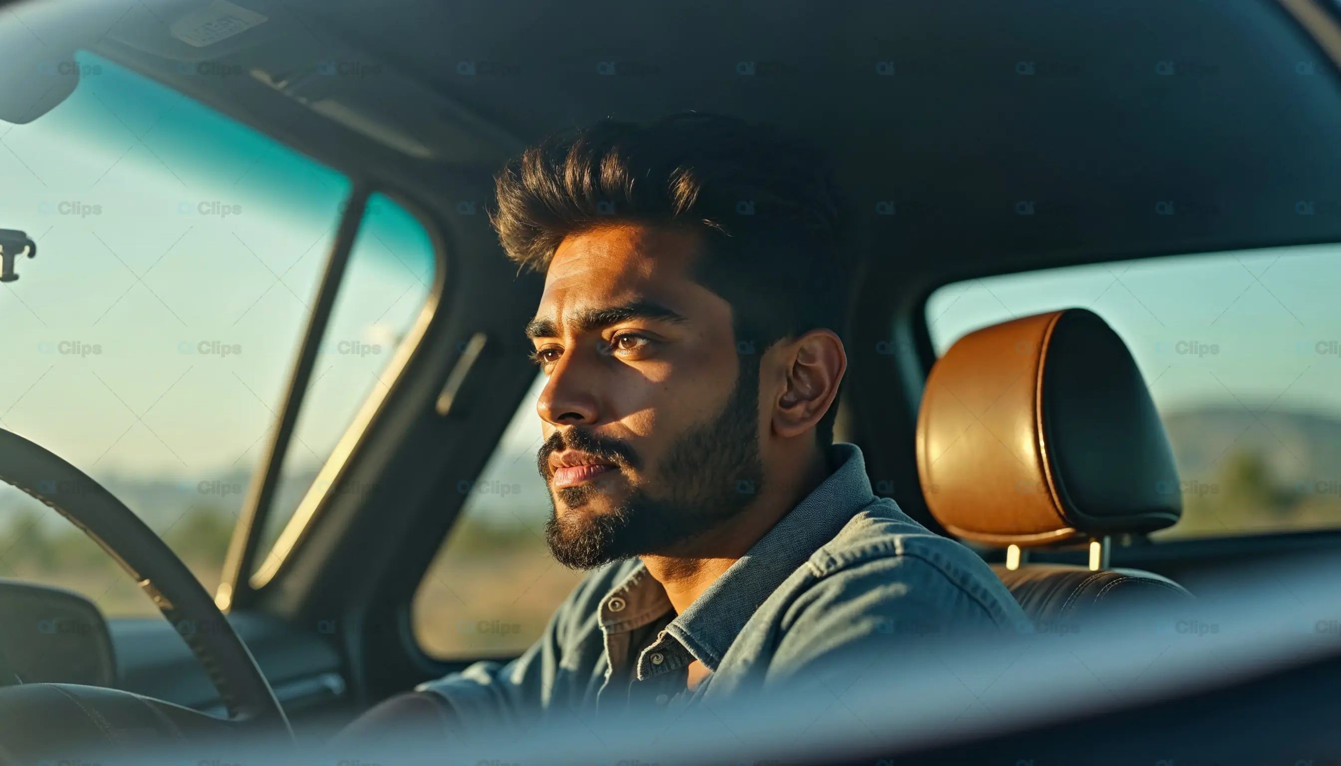 Thoughtful Man Driving Car