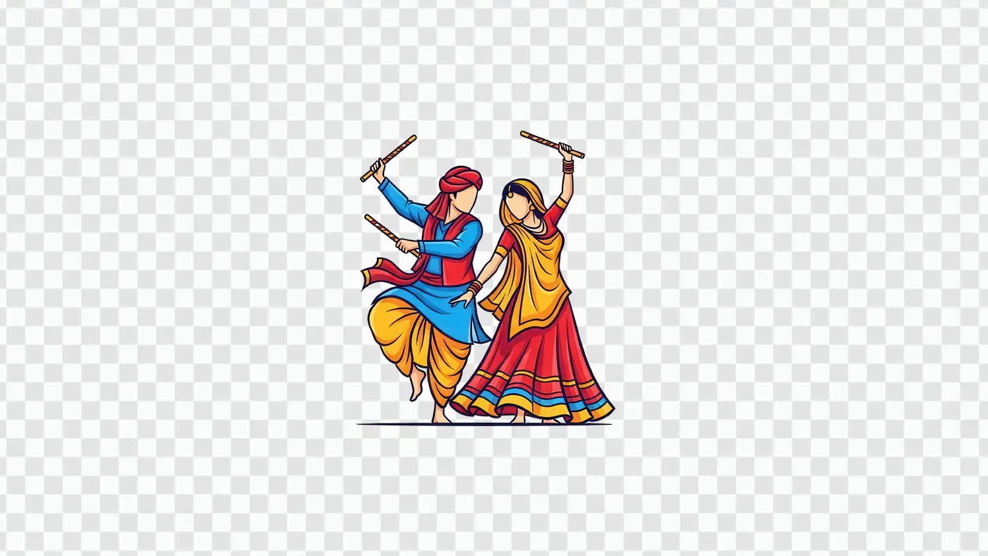Energetic Dandiya Dancers Twirling Colorful Traditional Costumes